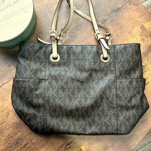 Michael Kors MK Logo Brown Large Travel Purse Bag